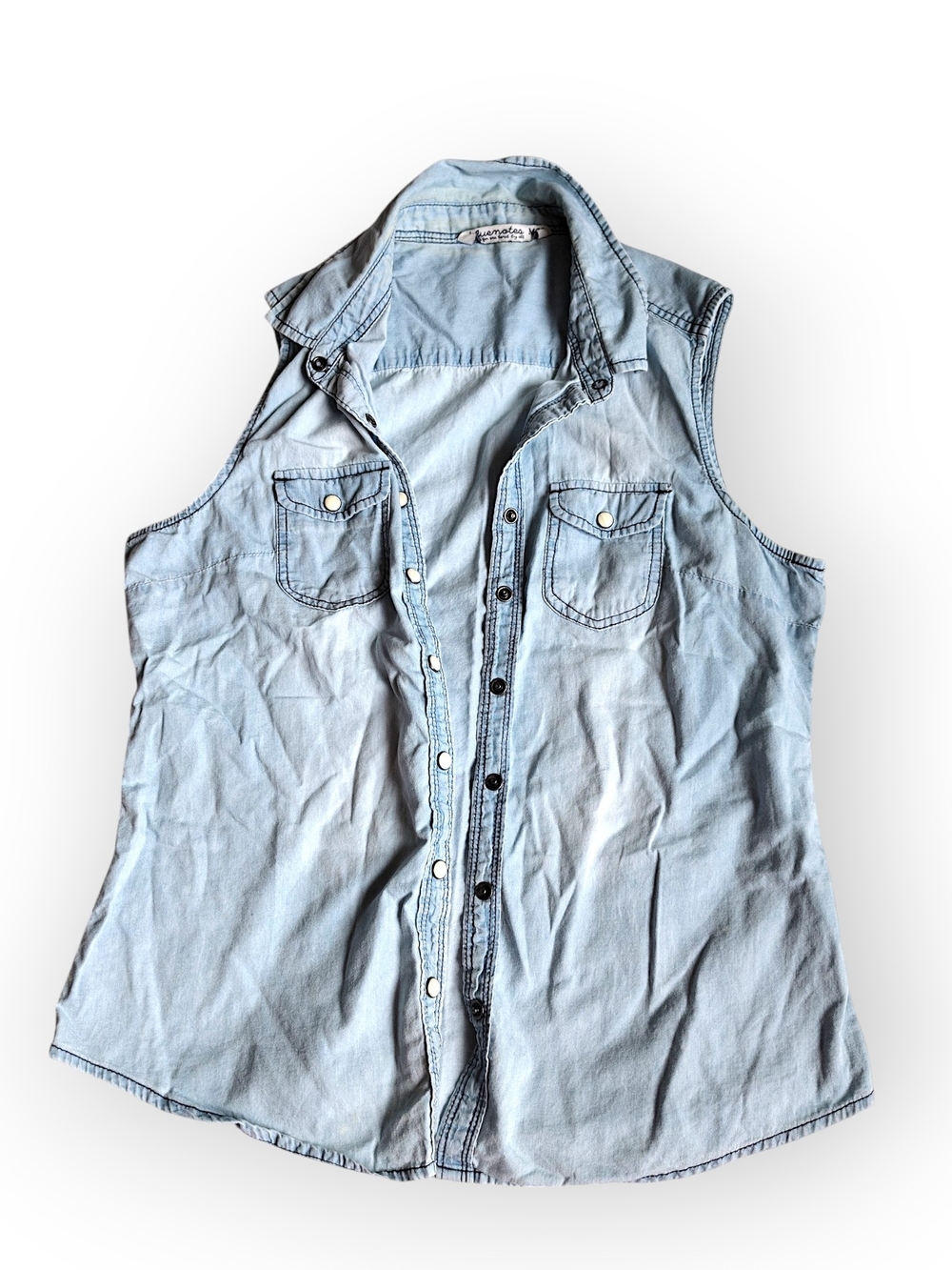 Bluenotes Light Blue Sleeveless Denim Button-Front Top